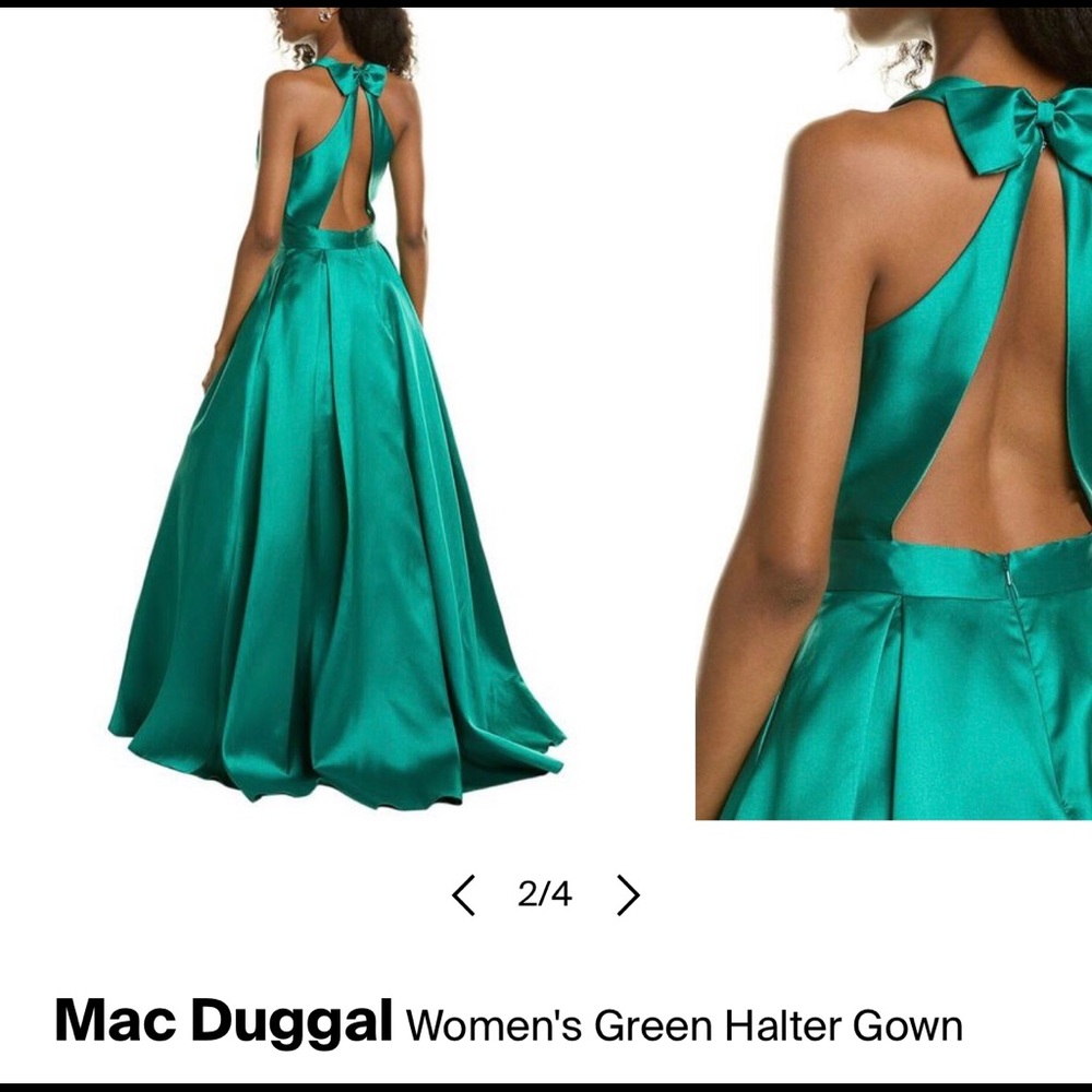 NWT Mac Duggal Green Halter Gown